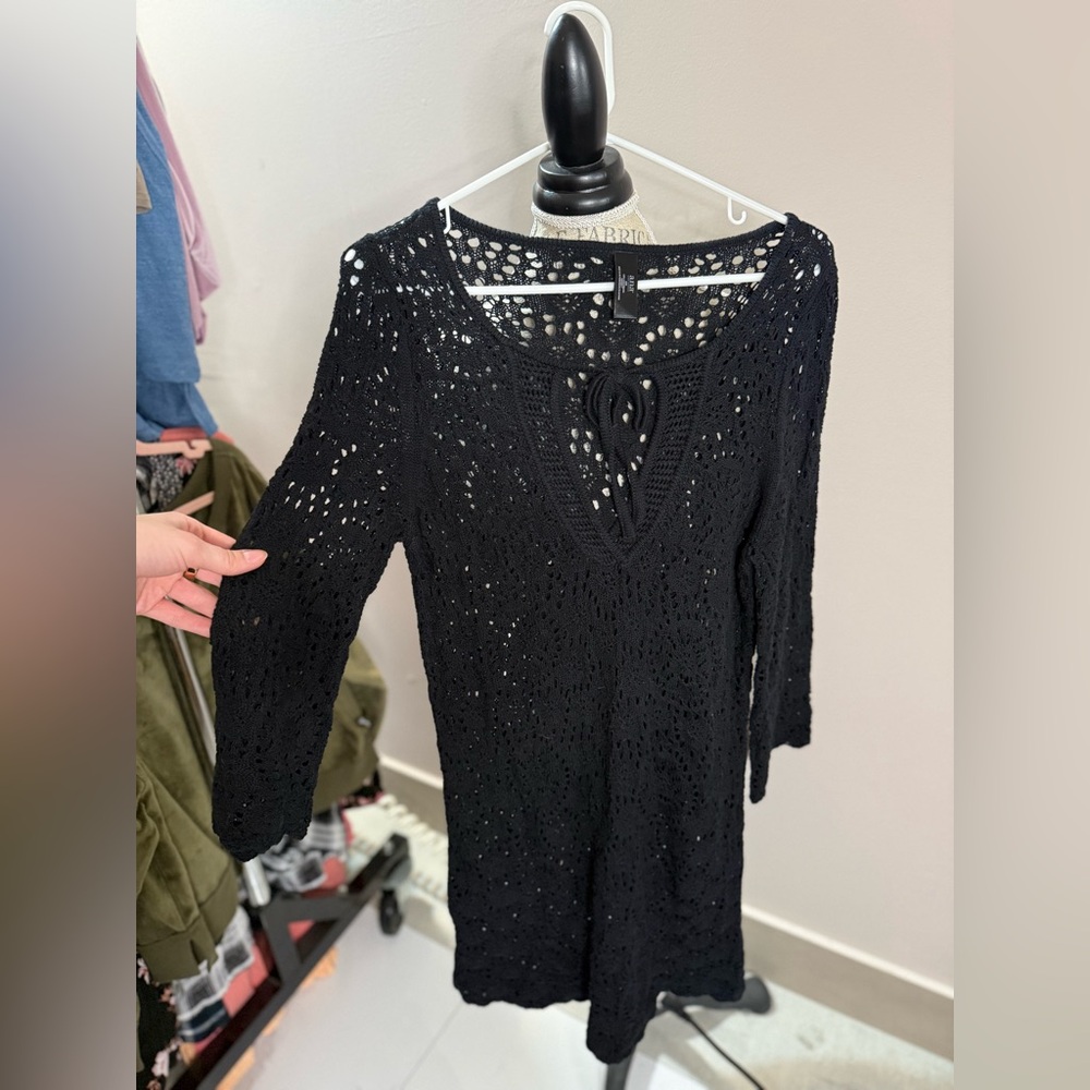 a.n.a Black Lace Knit Dress